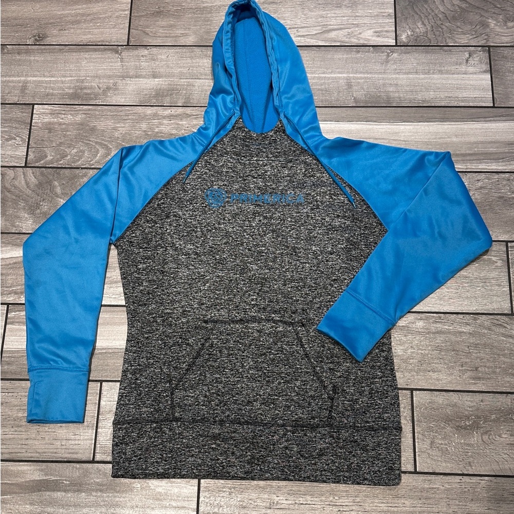 Primerica Blue + Grey Unisex Sweatshirt Hoodie w/ thumb holes! Worn once!
